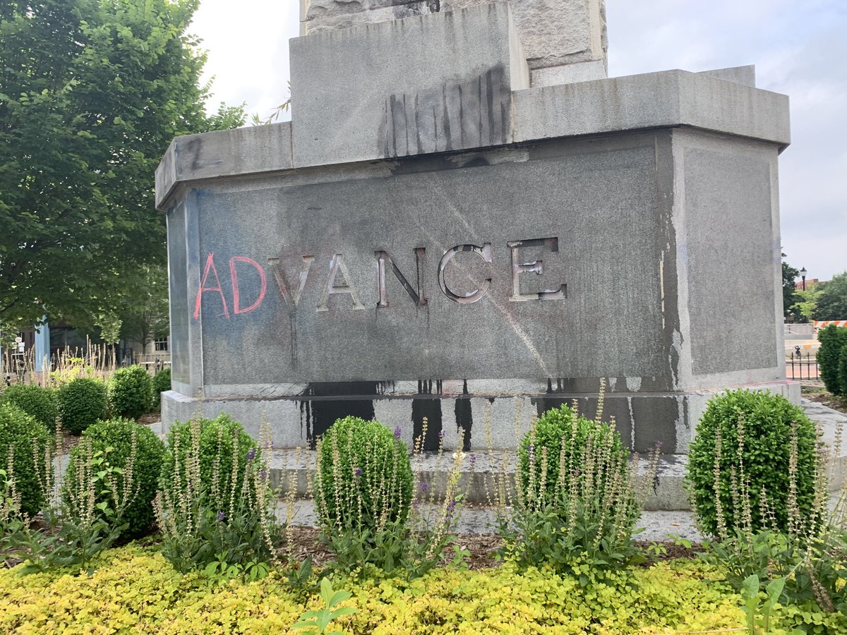 The Vance Monument, or the Advance Monument? Downtown #Asheville this morning.