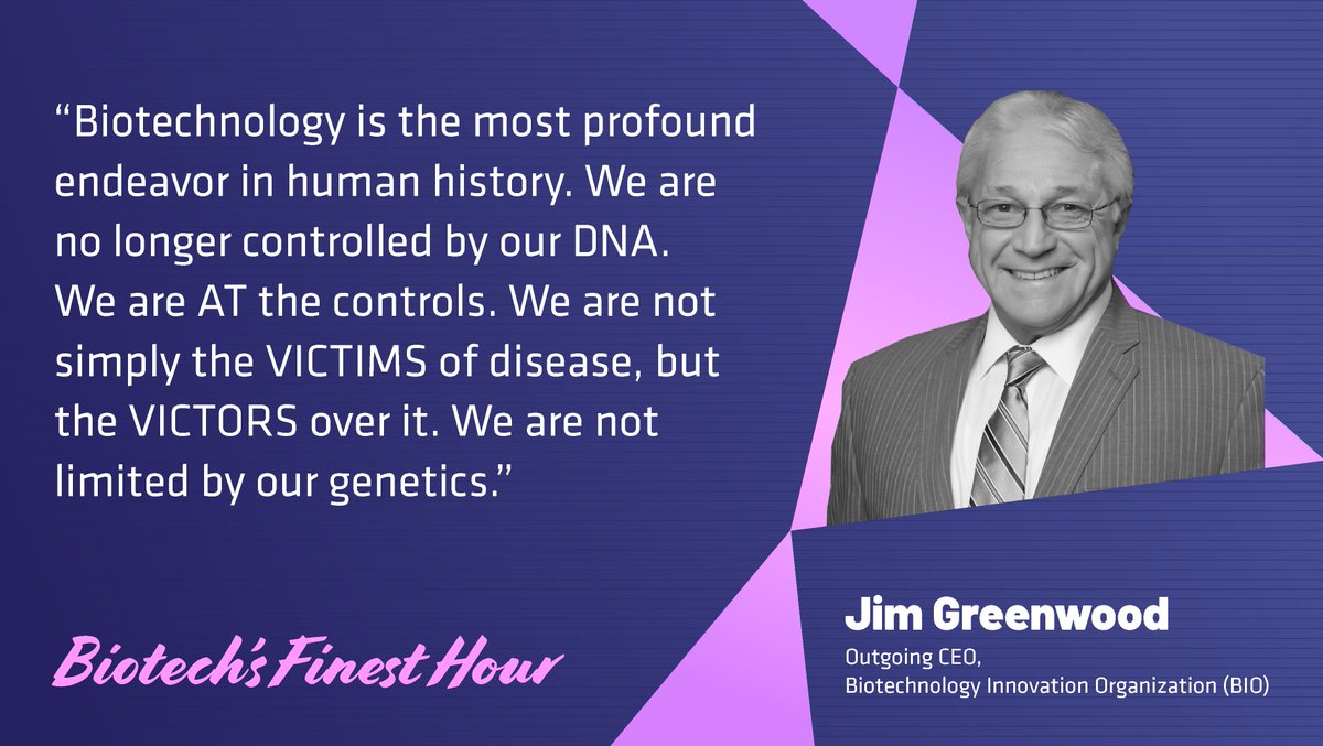 .<a href="/IAmBiotech/">Biotechnology Innovation Organization</a> outgoing CEO <a href="/JimGreenwood/">Jim Greenwood</a> speaks to the power of biotechnology during #BIODigital opening session 'Biotech's Finest Hour'
