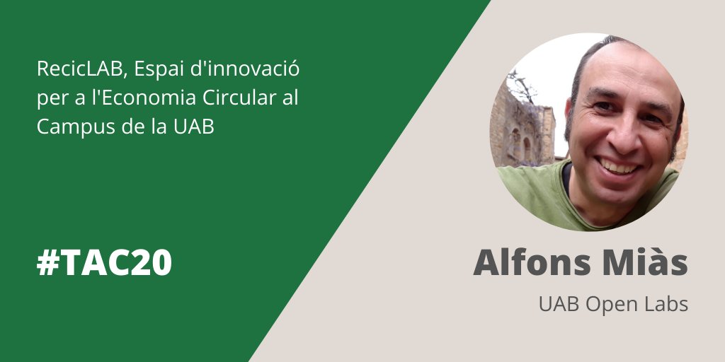 CSUC_info's tweet photo. Des de la @UABOpenLabs, Alfons Miàs explicarà com s'ho fan al Campus de la @UABBarcelona per tenir una economia circular amb #RecicLAB.
Registra't a la #TAC20 del 18 de juny i descobreix-ne tots els detalls!
🌐 https://t.co/MmnQV5XUxW https://t.co/4ghXUDuhbQ