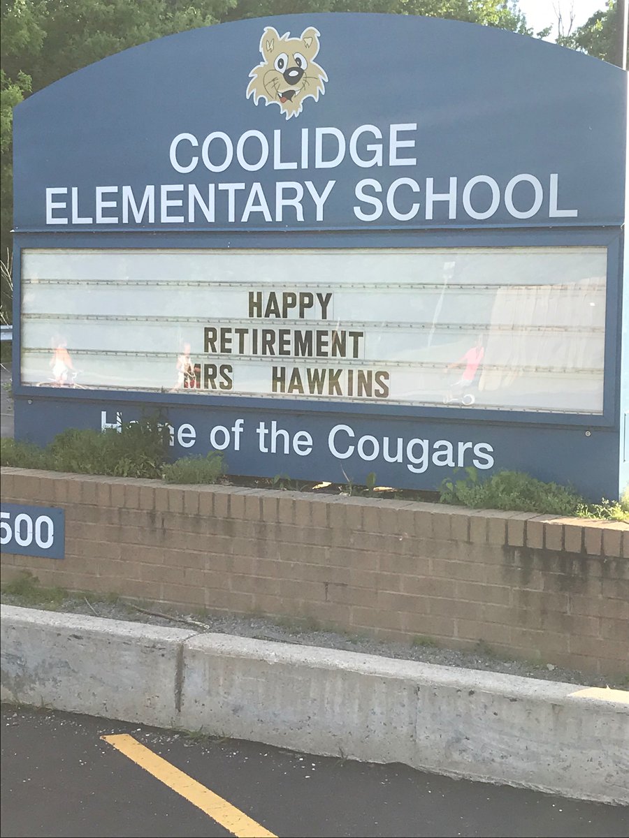CoolidgePTA's tweet photo. Congratulations and best wishes - enjoy your retirement Mrs. Hawkins! https://t.co/HBYmVPtr9C