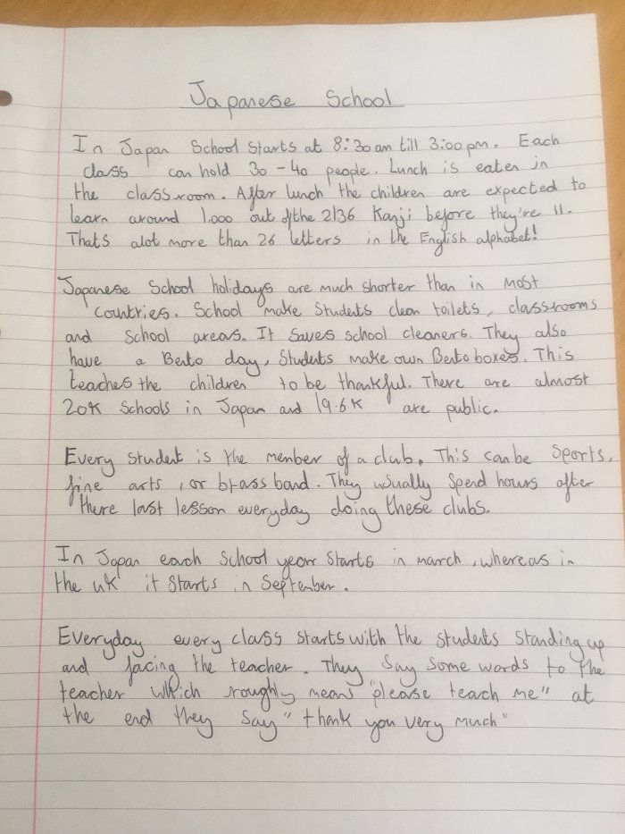 wooltonprimary's tweet image. John in year 6 has been researching Japanese schools as part of his project #WPSHomeLearning ✔️