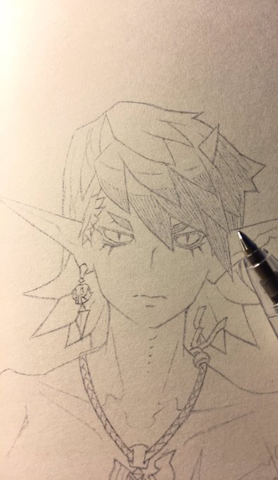 ウロコが髪の毛のように見える男の子を描いてます? 