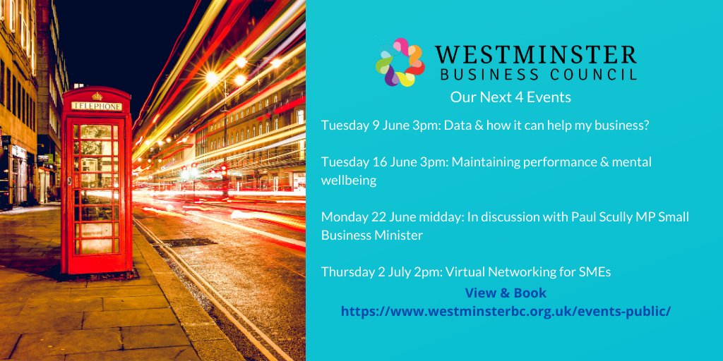WestminsterBC's tweet image. Take a look at our next 4 events including the opportunity to connect with lots of potential new clients through #VirtualDiscussion &amp;amp; #VirtualNetworking