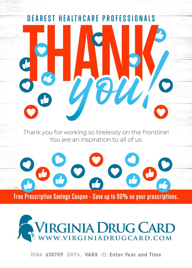 A message from our friends at Virginia Drug Card! 

Virginia Drug Card has great savings of up to 80% on prescription medications at over 68,000 pharmacies nationwide. Visit chamberrva.com or virginiadrugcard.com to get your free prescription savings coupon card!