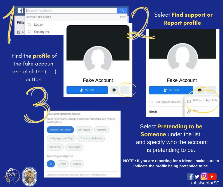 uphslseniorsc's tweet photo. Good day, Perpetualites! Considering the recent issue on Facebook about having Duplicate and Fake Accounts, the Senior Student Council drives a simple visual representation for you to protect yourself from it๐
#SSCReminders
#SSCCares
#Councilforthestudentsandbythestudents https://t.co/rvEk39L0Ev