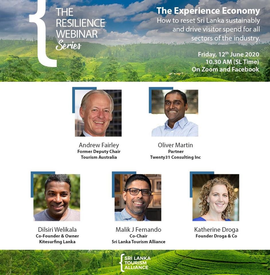 AjitaKad's tweet photo. The Sri Lanka Tourism Alliance Resilience Webinar Series returns Friday, June 12 at at 10.30 am (SL Time) with “The Experience Economy - How to Reset Sri Lanka Sustainably and Drive Visitor Spend for all Sectors of the Industry”. #tourist #travel #lka #economy https://t.co/Gok3jFLRqY