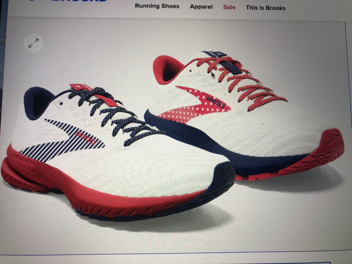 SisterofGibbs's tweet photo. I have become a real sucker for @brooksrunning theme shoes. I bought the St Patrick’s Day ones and they soon will have to be retired. Good thing 4th of July is coming up! #launch7 #brooksrunning https://t.co/F5JcYiip8q