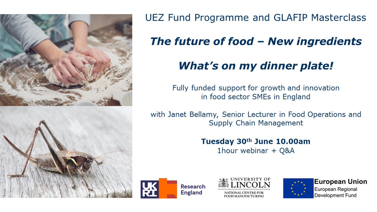 UoLNCFM's tweet photo. Join Janet Bellamy, Senior Lecturer in Food Operations & Supply Chain Management on Tuesday 30th June for a FREE online Masterclass.
Open to Food sector SMEs in England.
Click here for more information & to book your place: https://t.co/D00myCFxqO
@ResEngland #ERDF #GLAFIP https://t.co/vbtrTXRNeL