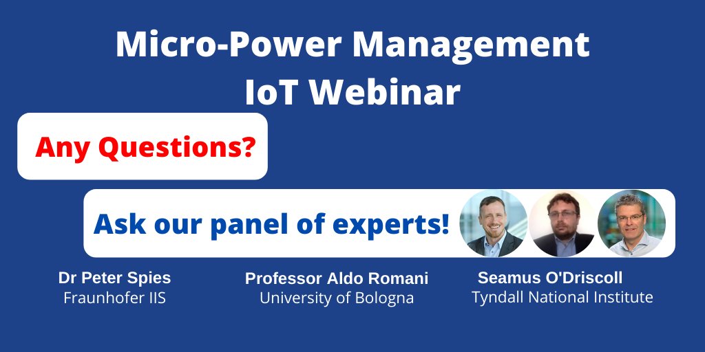 EnablesEU's tweet photo. Have a question about IoT Micro-Power Management?
If so, then we may have the answer!
Register & submit your question for this Webinar taking place on Tuesday 16th June at 15:00 CET...
Register: https://t.co/PZKxWykdew
#IoTWebinar #MicroPowerManagement https://t.co/ZUwhrZuYdg