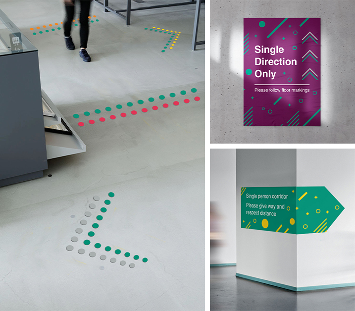 Simple messaging with thoughtful creative aesthetics creates a brand experience your employees and customers will love to be a part of again. Let's avoid the clinical designs and adopt a customer centric approach to keep people informed, relaxed and enjoying your space #design