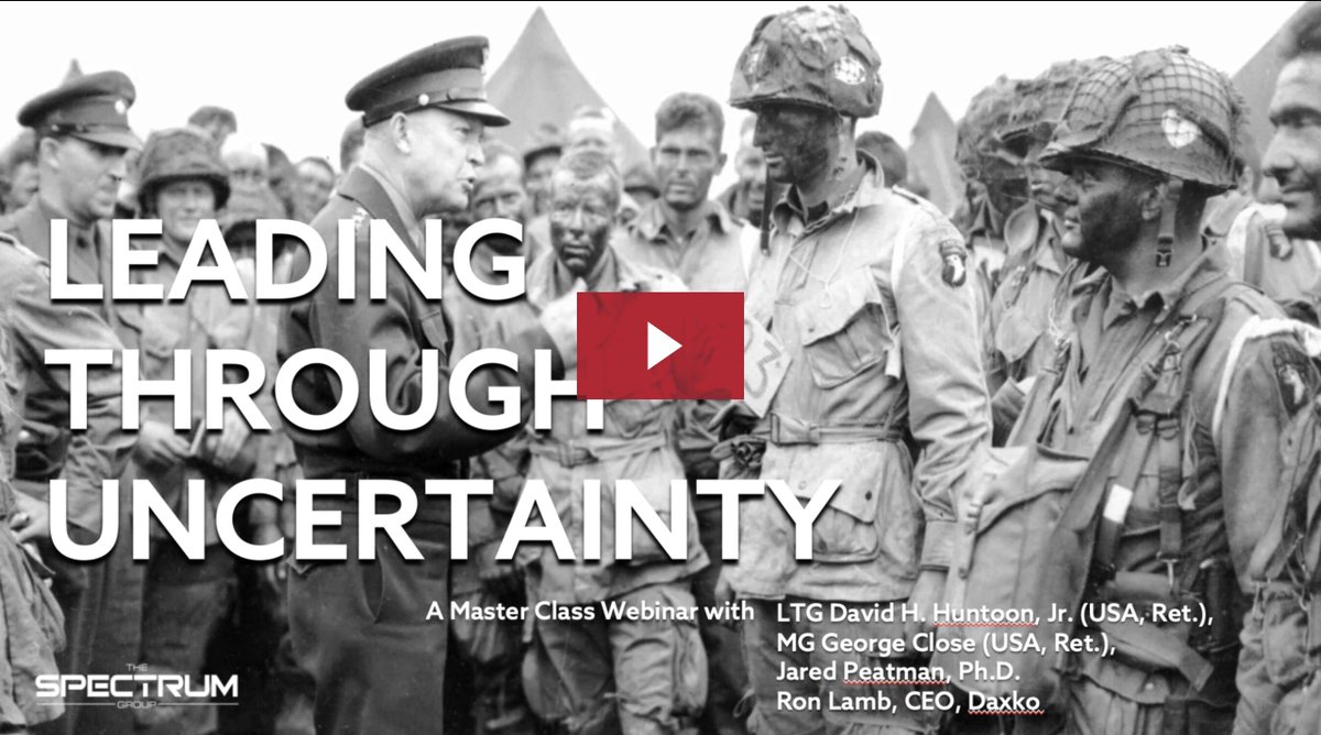 Missed last week's webinar? See below for a recording from 'Leading Through Uncertainty' with The SPECTRUM Group's leadership experts David Huntoon and George F. Close Jr. 
spectrumgrp.com/2020/06/08/spe…