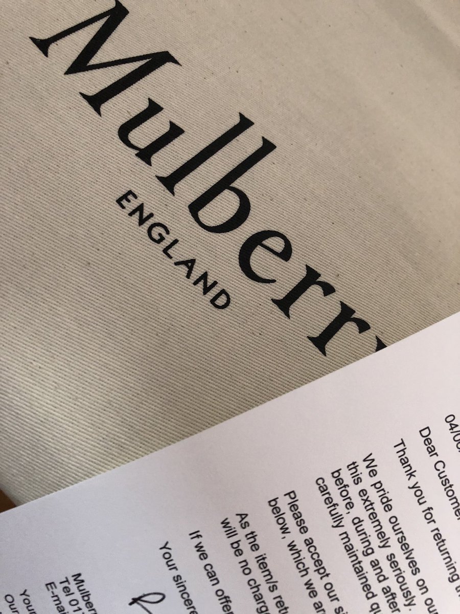 Kudos to <a href="/MulberryEngland/">Mulberry</a> for fantastic customer service. Sent my bag away for repairs per-COVID. Got it back today with a beautiful note, expertly packed, no charge. Now for a new bag. #customerexperience #CX