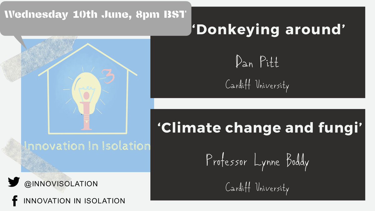 Innovation In Isolation (@innovisolation) on Twitter photo Ready, set, GO!📢New speakers, new themes, same atitude: to enjoy science from home every Wednesday evening. Join us this week to hear from #DanPitt & <a href="/FungusProf/">FungusProf</a>! It is going to be a great night for <a href="/cardiffuni/">Cardiff University</a>!
<a href="/BritMycolSoc/">British Mycological Society</a> <a href="/ukfungusday/">UK Fungus Day</a> <a href="/BritishEcolSoc/">British Ecological Society</a>
#sciccom #WomeninSTEM Ready, set, GO!📢New speakers, new themes, same atitude: to enjoy science from home every Wednesday evening. Join us this week to hear from #DanPitt & <a href="/FungusProf/">FungusProf</a>! It is going to be a great night for <a href="/cardiffuni/">Cardiff University</a>!
<a href="/BritMycolSoc/">British Mycological Society</a> <a href="/ukfungusday/">UK Fungus Day</a> <a href="/BritishEcolSoc/">British Ecological Society</a>
#sciccom #WomeninSTEM