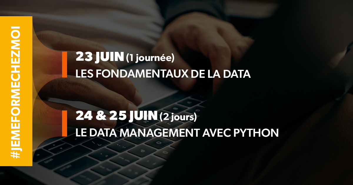 🎓 Vous avez pensé à vous former à distance ?
Cultivez vos compétences #Data et #DataScience grâce à nos #formations éligibles au dispositif #FNE Formation #COVID19
Elles sont disponibles dès aujourd'hui !
Inscrivez-vous 👉 ow.ly/r5hH50zLxg1
#JeMeFormeChezMoi #datapartner