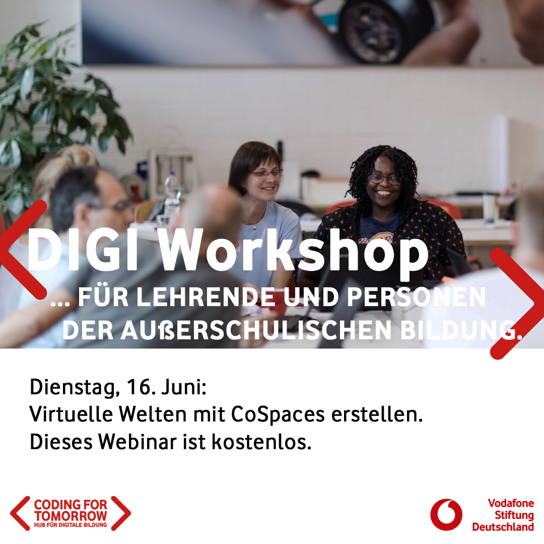 coding_tomorrow's tweet photo. #DigiWorkshop: Tauche am 16. Juni in neue Welten ein - mit Virtual Reality! Wie kann das VR-Tool #CoSpaces den #Unterricht bereichern?
Der #Workshop ist kostenfei, melde ich gleich an unter https://t.co/7XDXYd45Q7 https://t.co/zTbNaXKUFg