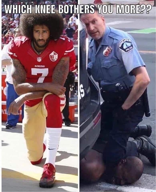 <a href="/realDonaldTrump/">Donald J. Trump</a> I signed off of the Twitter machine early last night &amp; signed on this morning to see 'Intimating' trending at #1. 

My question is WHO wrote this for you? There's no way you know what 'peace and reconciliation' is.

We all know which knee bothers you more.