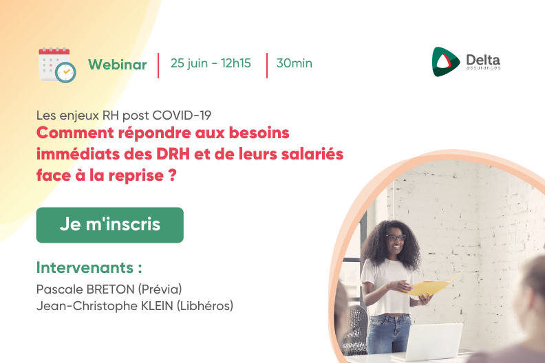 deltaassurances's tweet photo. 🔍[Webinar] Prenez 30 min pour échanger sur les problématiques #rh dans le contexte actuel. Nos intervenants @GroupePrevia et @libheros répondront à vos questions en live ! Rdv le 25.06 à 12h15. Inscriptions👉https://t.co/iRWBMxyX24 #Deconfinement  #QVT #prevention https://t.co/i2Uk0Hq00b