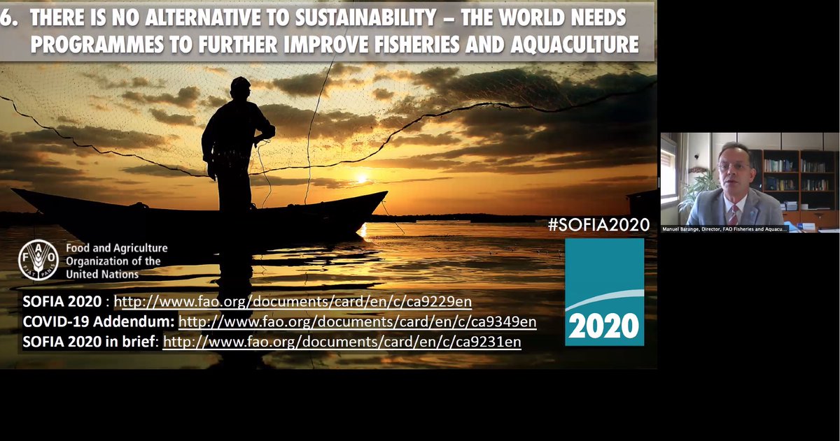 FAO (<a href="/FAOfish/">Fisheries & Aquaculture</a>) lunches the 2020 edition of the Status of Fisheries and Aquaculture (SOFIA 2020) - Sustainability in Action (fao.org/documents/card…), stressing on sustainability. "There is no alternative to sustainability" - Manuel Barange, FAO