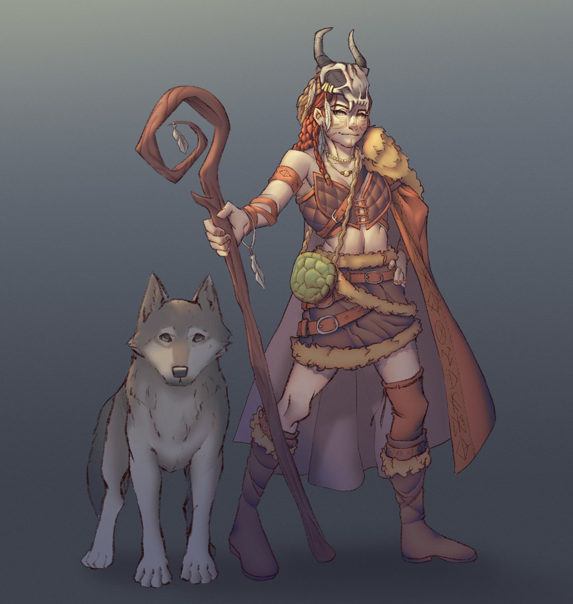 Druid with her pet Wolf #dnd #commission.