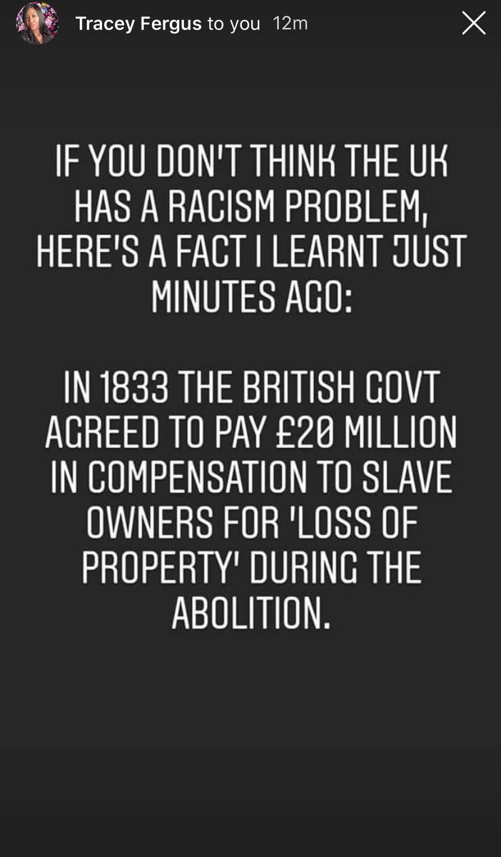 TheresaIkoko's tweet image. So. U mean 2 tell me that I have been helping pay back a govt loan, that was used 2 compensate slave owners 4 “loss of property”, when slavery was abolished in the U.K.???? I COULD VOMIT. @BorisJohnson @RishiSunak RUN. ME. MY. MONEY. 

QTNA

This is traumatic

#BlackLivesMatterUK