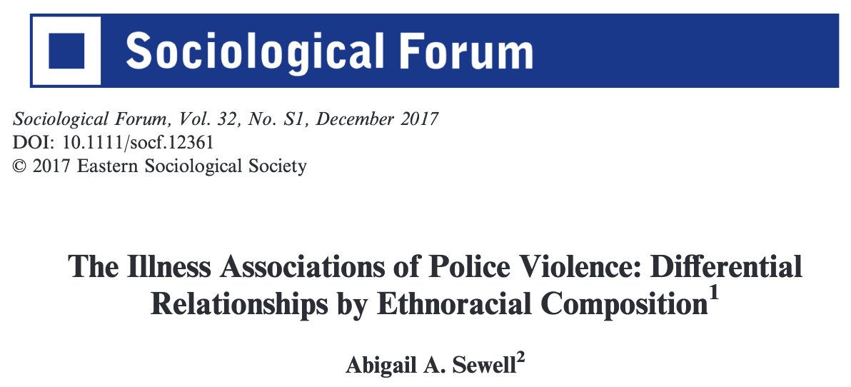 110/ "Living in neighborhoods with large racial disparities in use of force is associated with an increased risk of illness."