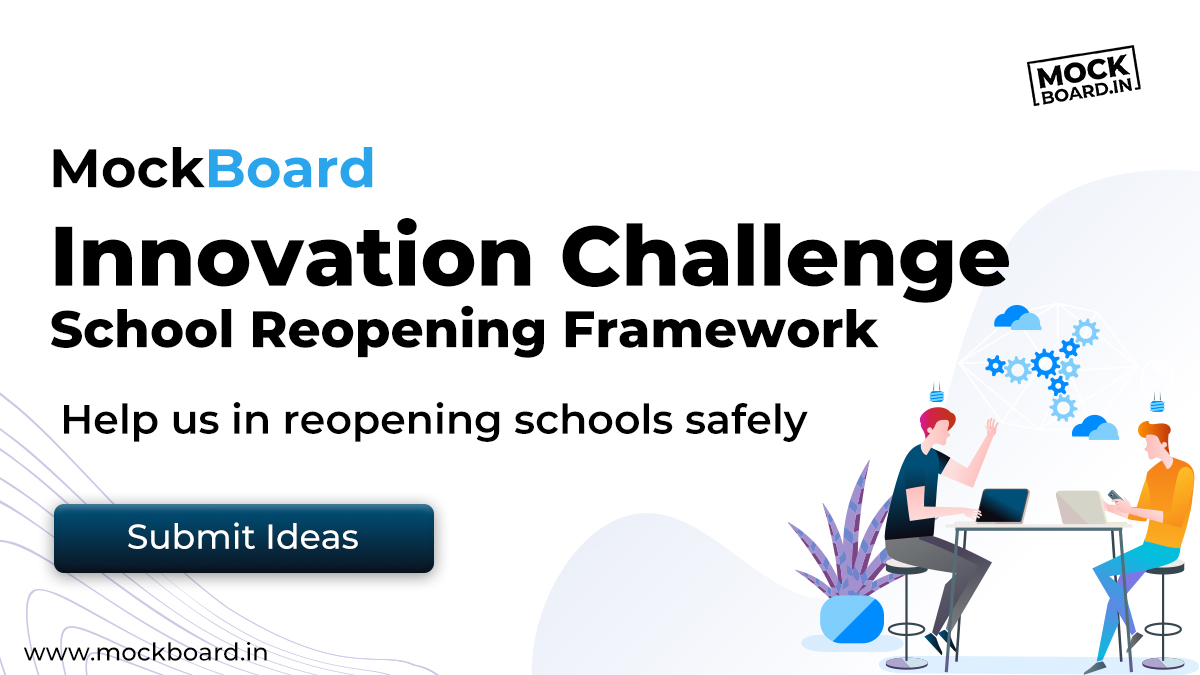MockBoard's tweet photo. Always wanted to change the education system? Got a crazy idea? Here is the opportunity.
MockBoard presents the Innovation Challenge. 
Participate and submit your ideas for the School  Reopening Framework.
https://t.co/0SamOPHQLH https://t.co/GxwRJweYwM