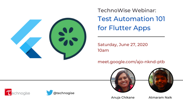 technogise's tweet photo. https://t.co/EOWP33lz4H
Want to learn test automation for #Flutter apps?
Join #TechnoWise #webinar by @AnujaChikane & @atmnk9 on 27/6/2020, 10am IST.
#Dart #QA #Demo #testautomation #testing #behaviourdriventesting #behaviourdrivendevelopment #BDD #BDDTesting #Gherkin #Cucumber https://t.co/R9dIh1fI72