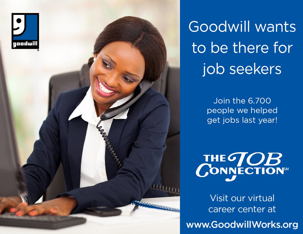 GoodwillWorks's tweet image. Utilize our FREE virtual Career Center services! All job seekers can get assistance online from Goodwill at ow.ly/zKqb50zqZ0L. 
#GoodwillJobConnection #Employers #Careers #Jobs #CareerAssistance #CareerSearch #JobSearch #TheJobConnection #VirtualAssistance #ApplyNow