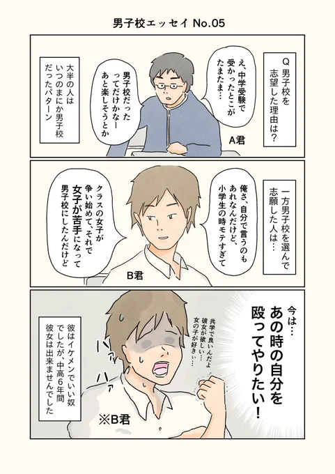 男子校エッセイ「男子校を選んだ理由」

#コルクラボマンガ専科 #1Pマンガ
#エッセイ漫画 #男子校
#漫画が読めるハッシュタグ 