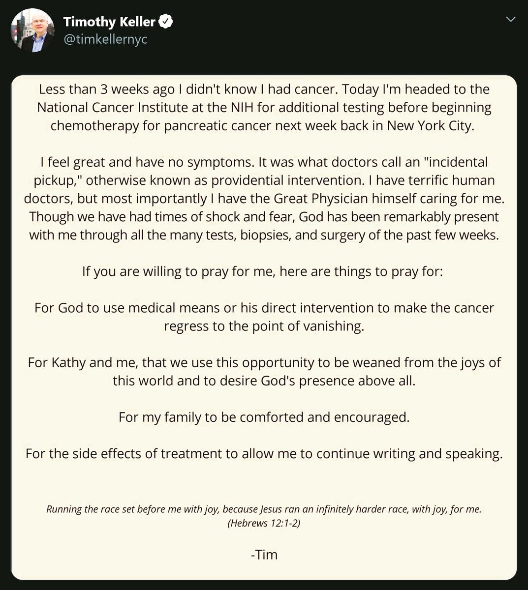 Please join us in praying for <a href="/timkellernyc/">Timothy Keller (1950-2023)</a>