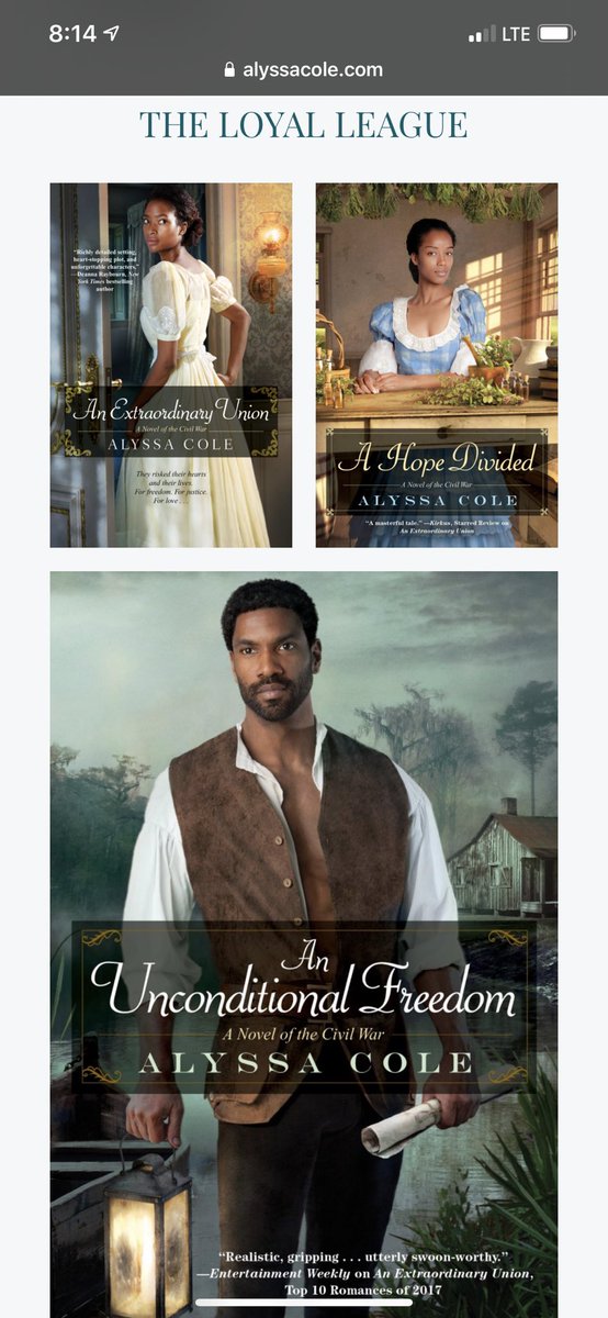 Did you know  @AlyssaColeLit also writes  #HistFic ? Here are her civil war novels, as well as her historical novellas.  #AmplifyBlackVoices  #HFChitChat