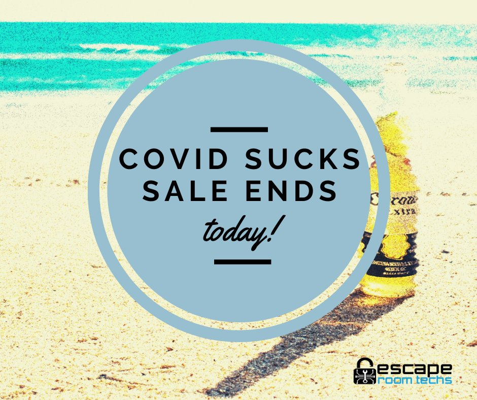 AnideaEng's tweet image. COVID Sucks Sale ends today! Don't miss out on saving 15% off your entire order! #covidsuckssale #escaperoomtechs #escaperoomtechswpb