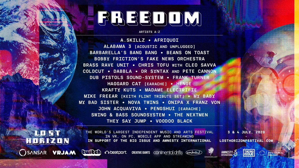 ShangrilaGlasto's tweet image. YES! HERE IT COMES!  Check out the amazing line up hitting the virtual stages of #LostHorizonFest on the 3rd &amp;amp; 4th July… it’s gonna go OFF!
losthorizonfestival.com