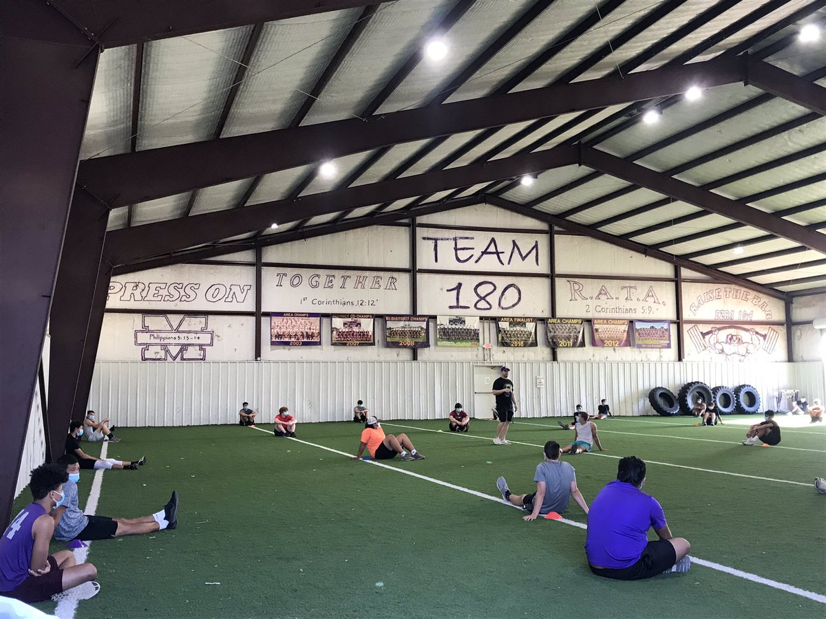 byStephenGarcia's tweet photo. Merkel football coach Britt Hart addresses athletes prior to the first summer workouts https://t.co/NXNhqAqS3X