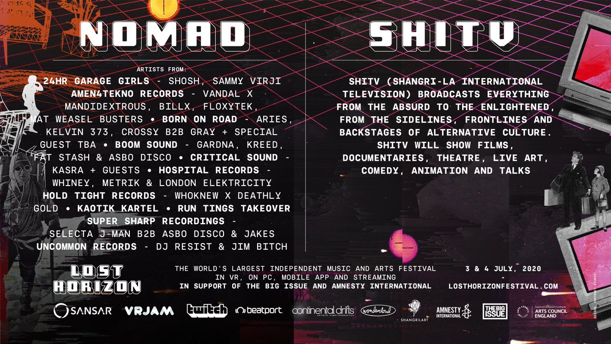 ShangrilaGlasto's tweet image. YES! HERE IT COMES!  Check out the amazing line up hitting the virtual stages of #LostHorizonFest on the 3rd &amp;amp; 4th July… it’s gonna go OFF!
losthorizonfestival.com