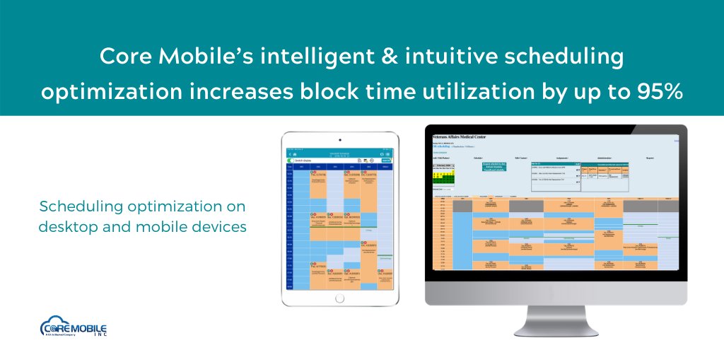 CoreMobileInc's tweet image. Core Mobile’s intelligent and intuitive scheduling optimization automatically coordinates between the clinic and the OR, taking the complexity out of scheduling and increasing block time utilization up to 95%!

#CoreMobile #scheduling #ORefficiency