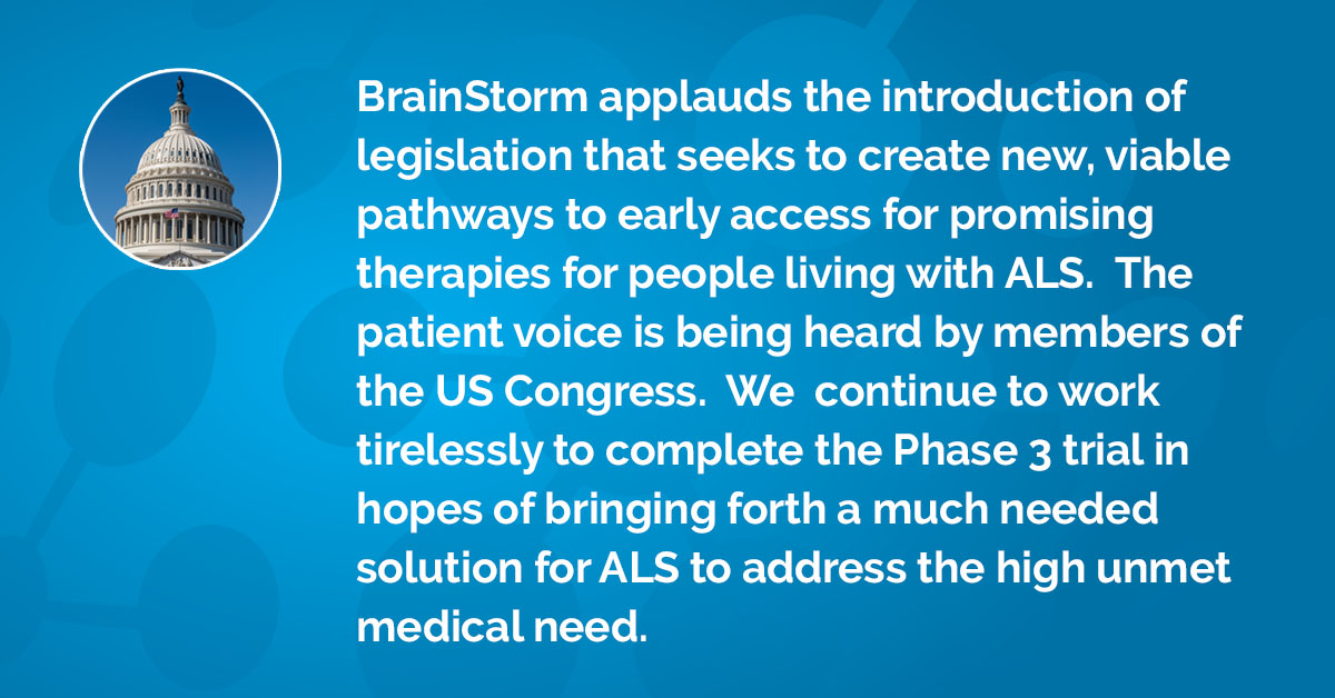 BrainstormCell's tweet image. Congratulations to all #ALSHeros. The recently introduced ALS legislation signifies a turning point for patient driven #ALS Advocacy. Creating new #FDA pathways to early access to promising therapies is the aim of both bills. #EndALS #ALSstateofmind