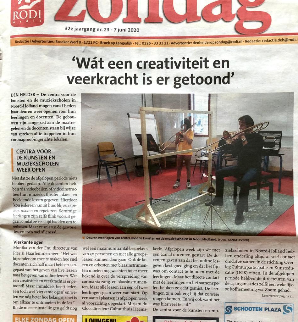 Pier K en andere centra voor de kunsten en muziekscholen mogen gelukkig voorzichtig weer open, maar wat een creativiteit en veerkracht is er afgelopen tijd getoond door alle docenten met het geven van live en online lessen. Petje af!