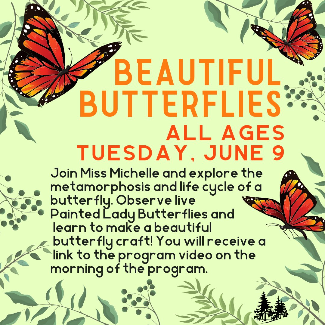 brenlibny's tweet image. Explore the metamorphosis and life cycle of a butterfly in this #VirtualLibraryProgram. Observe live Painted Lady Butterflies and learn how to make a butterfly craft! You will receive a link to the program video on the morning of the program. 🦋🦋🦋 
buff.ly/2Udq9OC