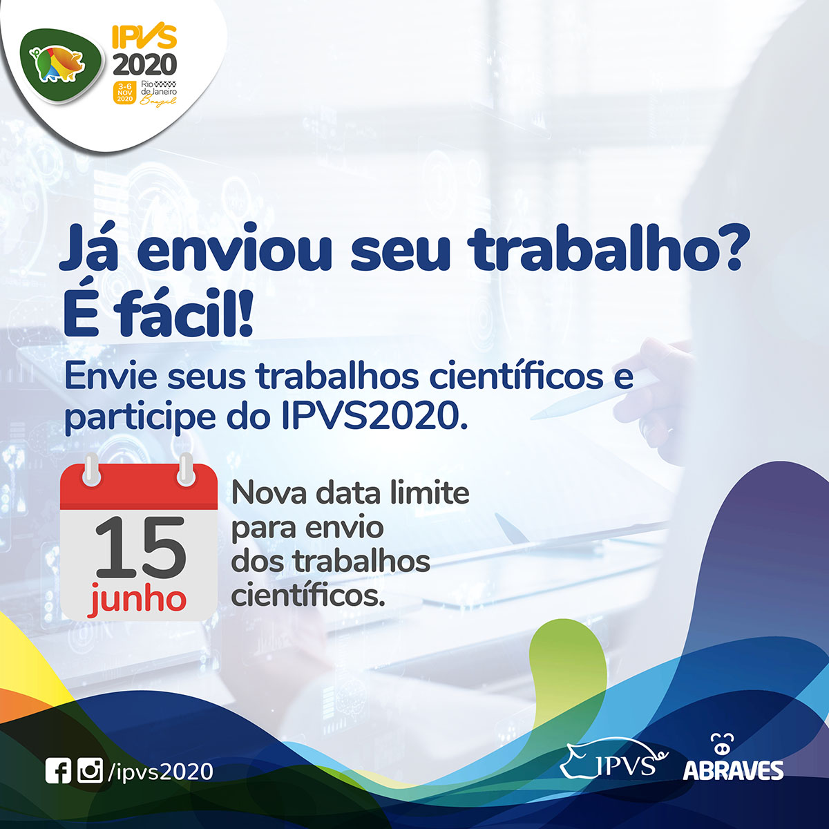 ipvs2022's tweet image. Não esqueça!
Dia 15 de junho está chegando e junto o fim do prazo para o envio dos trabalhos científicos.
Tem alguma dúvida? Envie um e-mail para ipvs2020@ipvs2020.com

#ipvs2020 #ipvs2020riodejaneiro #riodejaneiro #riocentro  #suinocultura #suinos #suinoculto #pesquisa