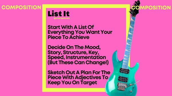 Do you ever compose #music? 🎵

Today’s the start of a brand new tip series, all about #composition! ✏️The 1st tip is a handy starter sheet of things to think about writing a piece!

Let me know what you think of this new series and feel free to share! #ctarasmusictips