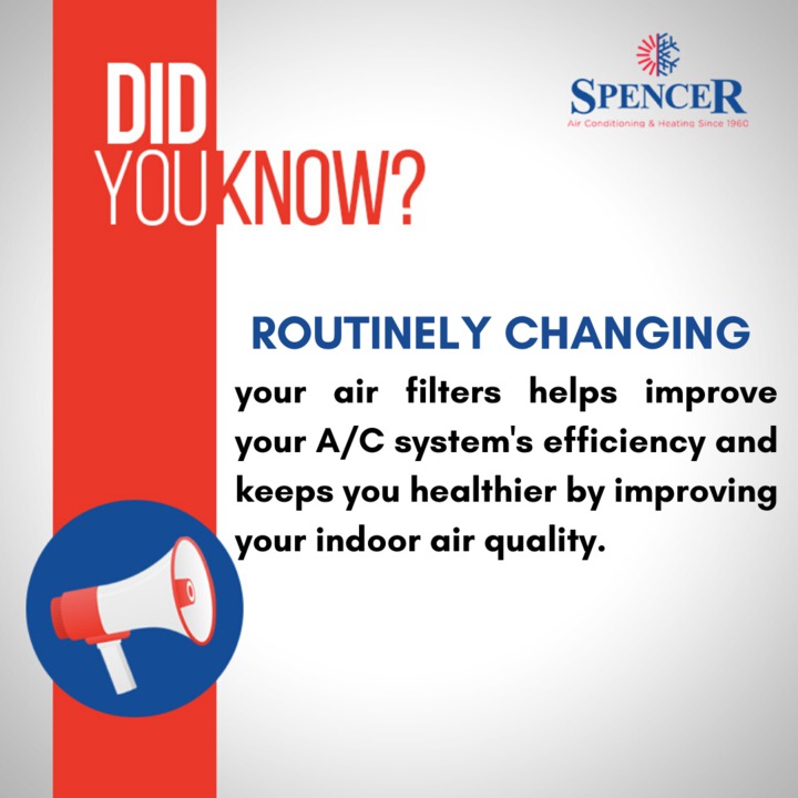 SpencerHVAC's tweet photo. Do you have questions about changing your #airfilters? Contact Spencer Air Conditioning and Heating today! We will be glad to assist you. 🙂
#hvacfilter #airfilter #airfiltercleaning #airfiltermaintenance #iaq #indoorair #indoorairquality https://t.co/XvZp3WQbQW
