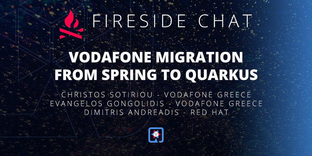 Join us Wednesday, June 10th @ 10AM EDT for a fireside chat with <a href="/Vodafone_GR/">Vodafone Greece</a> about their migration journey from SpringBoot to #Quarkus:
bit.ly/2Ug0rcr