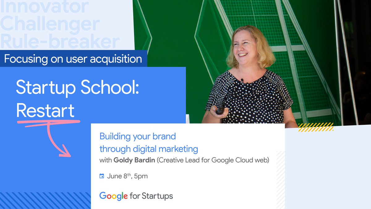 GoogleStartupES's tweet photo. Websites should help build lasting relationships with your core audience.
Goldy Bardin, Creative Lead @Google, will share tips and guidance on how to effectively build your brand through your most important channel: digital. #GFSRestart

⏰ 5pm
Join now!
👉https://t.co/AZLw4ykmbG https://t.co/A5eJxujo42