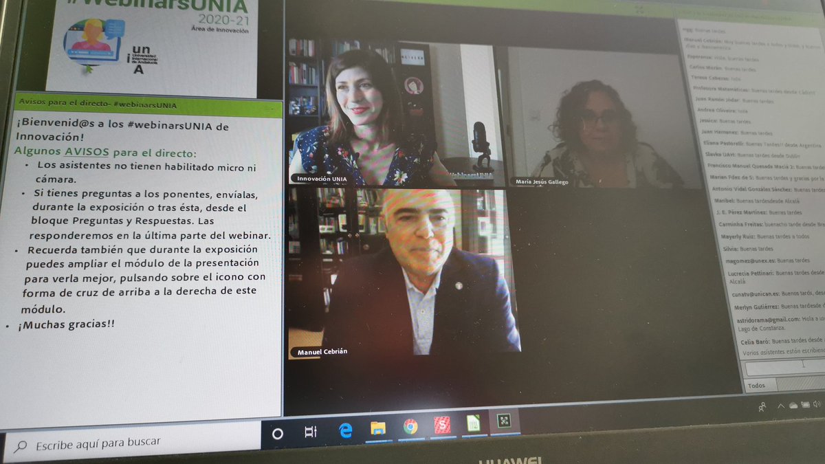 MasterIAA's tweet photo. Segunda sesión de los #webinarsunia hoy con María Jesús Gallego. Adaptándonos a las nuevas tecnologías y entornos virtuales de enseñanza. #masteriaa @UNIAuniversidad https://t.co/xA34VMZ26g