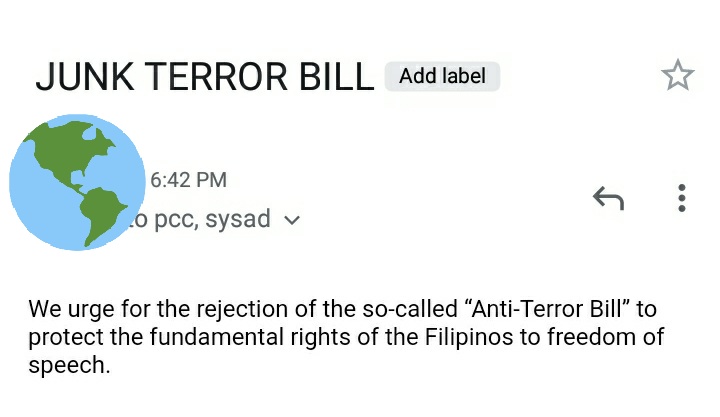 hello everyone! i came to ask for ur help regarding my country's situation. petitions dont really hold much weight here in the ph, so can u pls help by sending emails instead? ill put the template in the reply. #JUNKTERRORBILLNOW