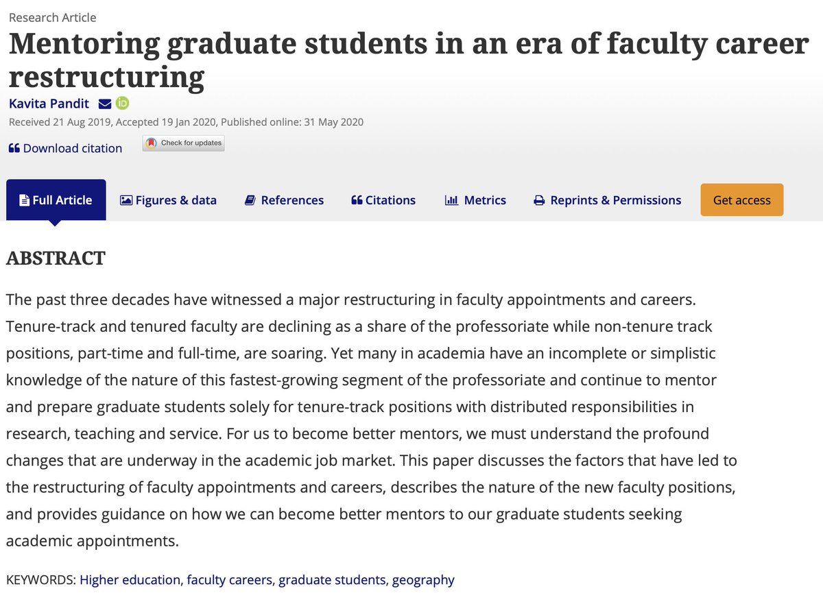 Journal of Geography in Higher Education (JGHE) (@jghe_journal) on Twitter photo 🚨New paper online this week!
"Mentoring graduate students in an era of faculty career restructuring"
▶️tinyurl.com/ydyxnvm6
<a href="/tandfonline/">Taylor & Francis Research Insights</a> <a href="/RoutledgeGPU/">Routledge Geog&Built</a> 🚨New paper online this week!
"Mentoring graduate students in an era of faculty career restructuring"
▶️tinyurl.com/ydyxnvm6
<a href="/tandfonline/">Taylor & Francis Research Insights</a> <a href="/RoutledgeGPU/">Routledge Geog&Built</a>