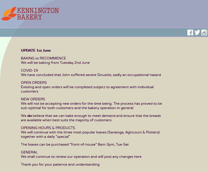 We're baking again, though with some changes. A huge thank you to everyone for their messages of support! ❤️