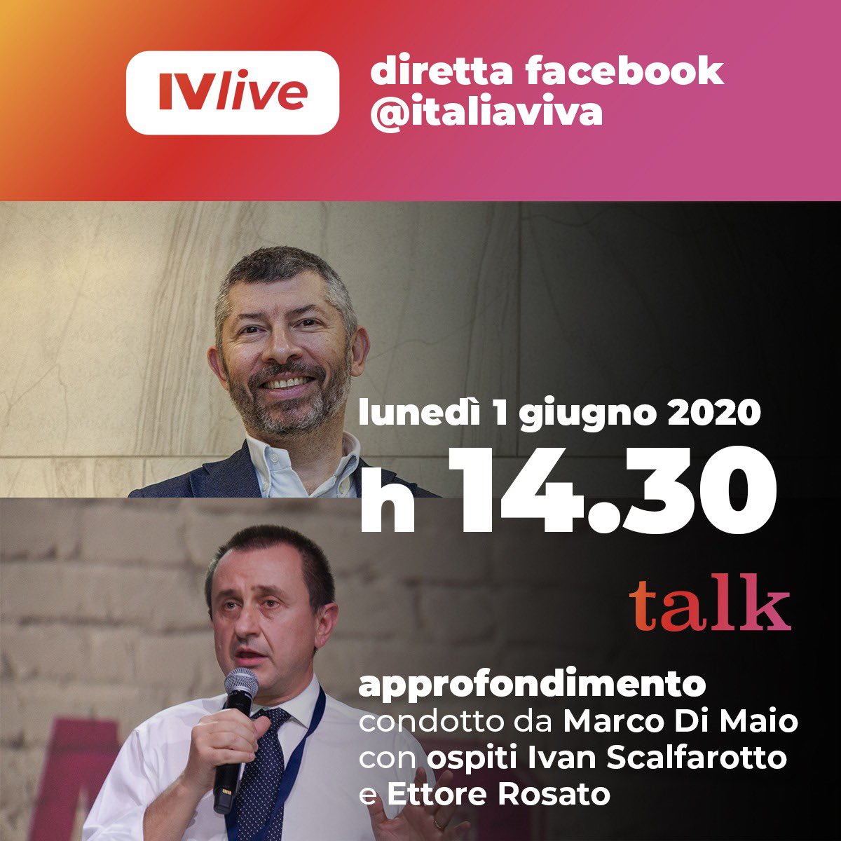 Ettore_Rosato's tweet photo. Tra poco in diretta Facebook con @marcodimaio e @ivanscalfarotto 
#IVLive https://t.co/EjJBC9O4ol
