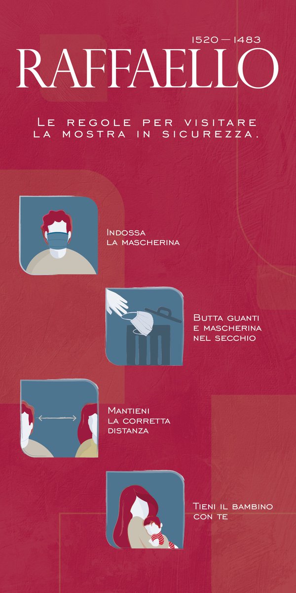 Scuderie's tweet photo. Domani riapre la mostra "Raffaello 1520-1483". Le visite saranno diverse da come siamo abituati. Lo saranno per garantire la sicurezza di tutti. Troverete in mostra tutte le indicazioni utili ma, intanto, ecco le principali regole da rispettare. 
https://t.co/7RKzKNvglu https://t.co/bGnNB90d0g
